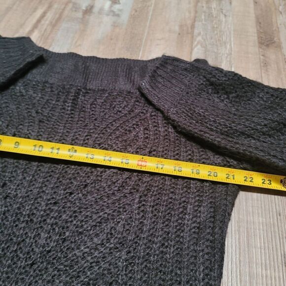 Noisy May Knit Crochet Black Sweater Size Medium Off Shoulders Boho - Picture 7 of 8